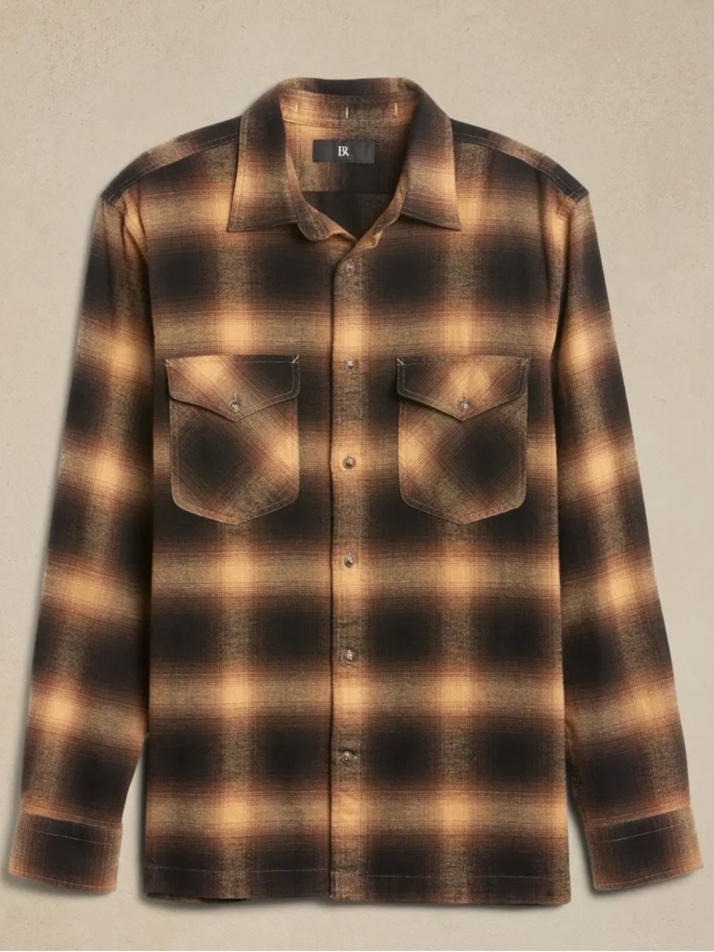 Banana Republic  Plaid Button-Up Shirt in Brown and Black